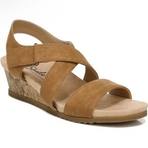 Life Stride NEW Tan Crisscross Cork Wedge Sandals, Women’s Sz 8.5W